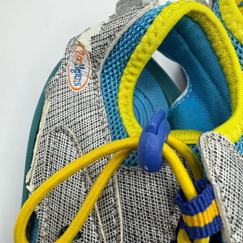 Toddler Boy Size 6 Blue and Gray Cartoon Monster Face Water Shoes